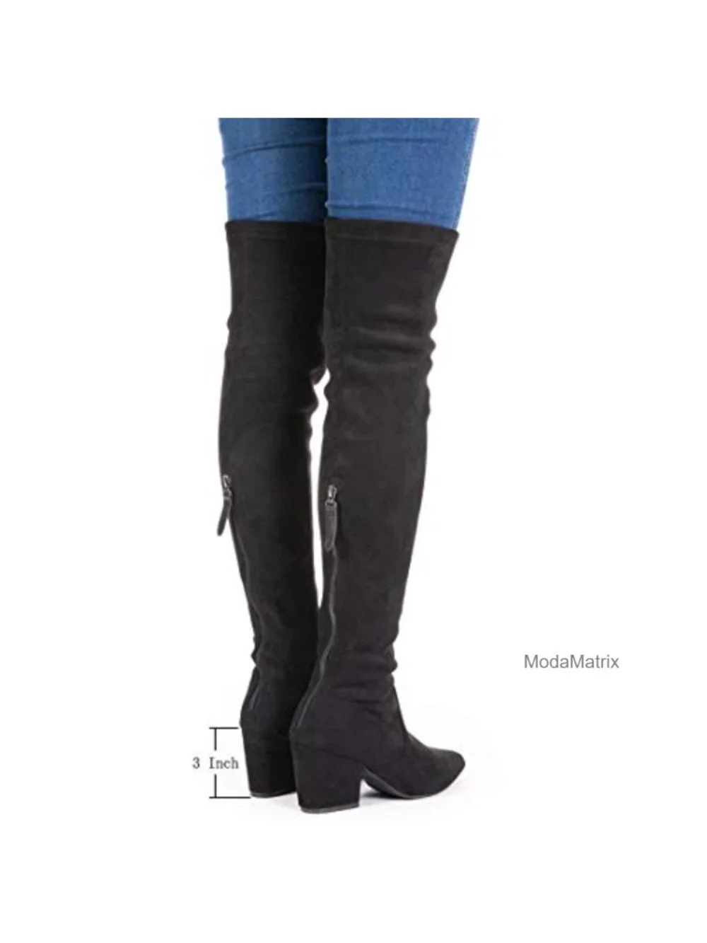 Over the Knee Boots Thigh High Faux Suede Block Heel Pointed Toe Winter Comfort